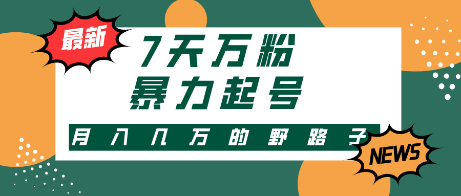 7天万粉，快手暴力起号，多种变现方式，新手小白秒上手，单月变现几万的野路子-小白搞钱