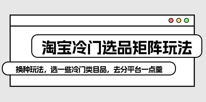 淘宝冷门选品矩阵玩法：换种玩法，选一些冷门类目品，去分平台一点羹-小白搞钱