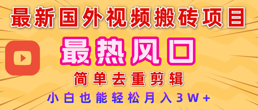 2025最新热门风口，国外视频搬砖项目，简单去重剪辑，小白也能轻松月入3W+-小白搞钱