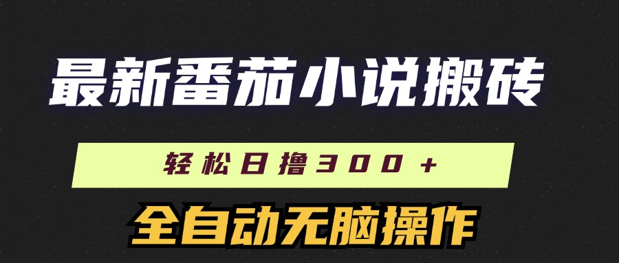 最新番茄小说搬砖，日撸300＋！全自动操作，可矩阵放大！-小白搞钱