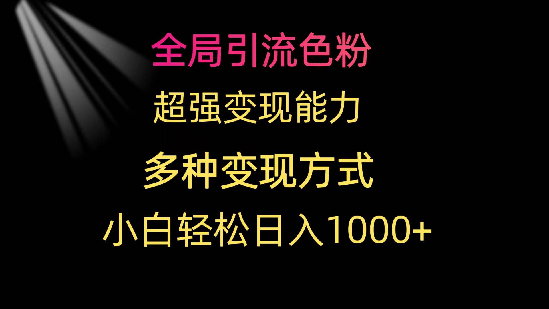 全局引流色粉 超强变现能力 多种变现方式 小白轻松日入1000+-小白搞钱