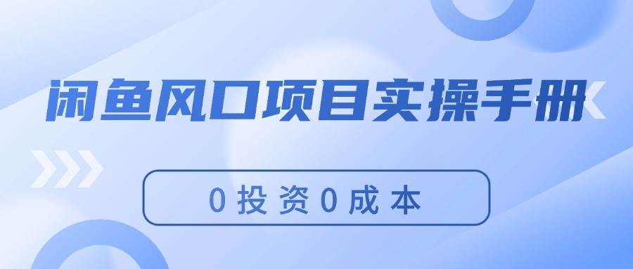 闲鱼风口项目实操手册，0投资0成本，让你做到，月入过万，新手可做-小白搞钱