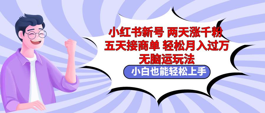 小红书新号两天涨千粉五天接商单轻松月入过万 无脑搬运玩法 小白也能轻…-小白搞钱
