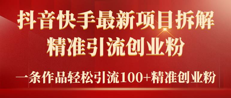 2024年抖音快手最新项目拆解视频引流创业粉，一天轻松引流精准创业粉100+-小白搞钱