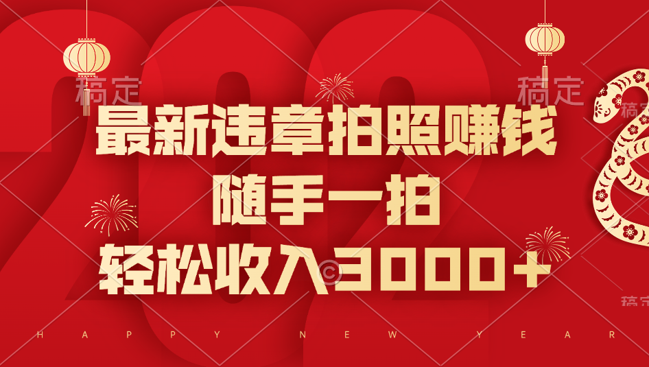 最新违章拍照赚钱，随手一拍，轻松收入3000+-小白搞钱