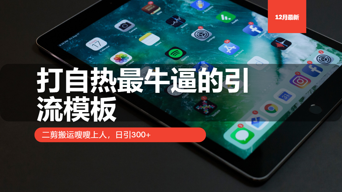 打自热最牛逼的引流模板，日引300+，二剪搬运嗖嗖上人-小白搞钱