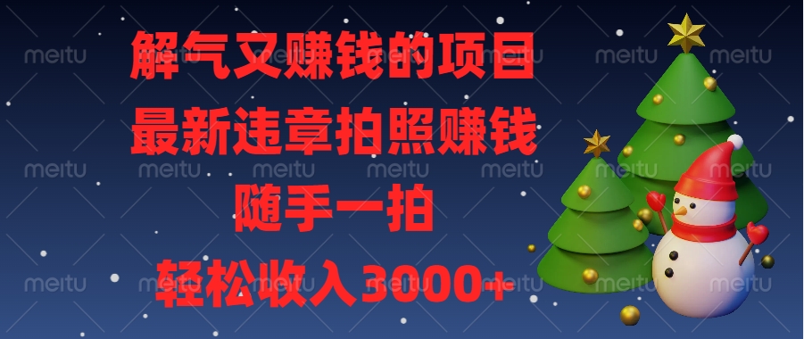最新违章拍照赚钱，随手一拍，解气又赚钱的项目，轻松收入3000+-小白搞钱
