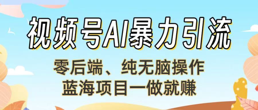 视频号AI暴力引流：零后端、纯无脑操作，蓝海项目一做就赚！【下面那个链接失效了】-小白搞钱