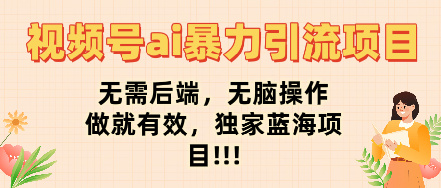视频号ai暴力引流项目，无需后端，无脑操作，做就有效，独家蓝海项目!!!-小白搞钱