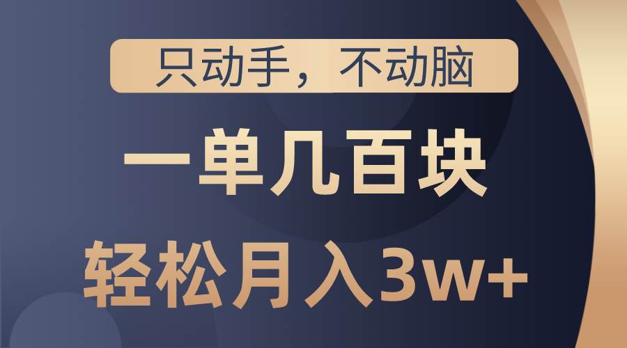 只动手不动脑，一单几百块，轻松月入3w+，看完就能直接操作，详细教程-小白搞钱