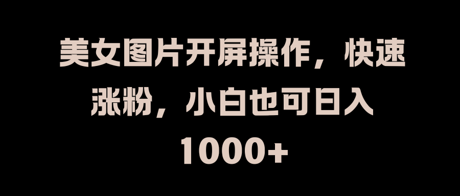 美女图片开屏操作，快速涨粉，小白也可日入1000+-小白搞钱