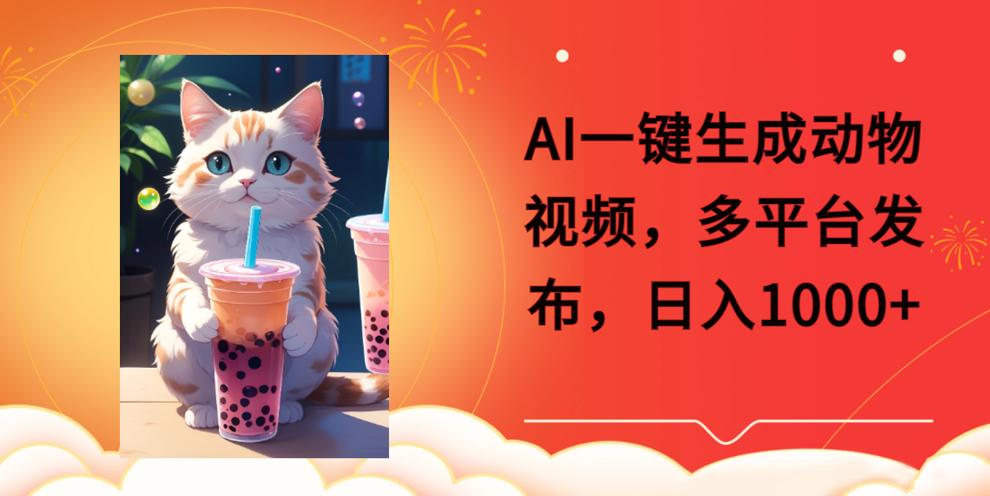 AI一键生成动物搞笑视频，多平台发布，轻松破千万播放，日入2000+-小白搞钱