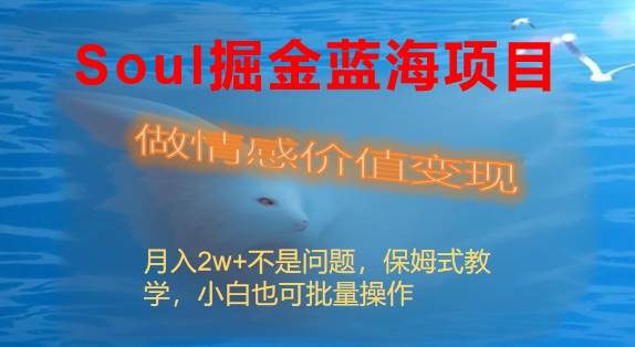 Soul掘金蓝海项目细分赛道，做情感价值变现，月入2w+不是问题-小白搞钱