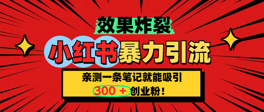 小红书炸裂玩法，亲测一条笔记就能吸引300+精准创业粉！-小白搞钱