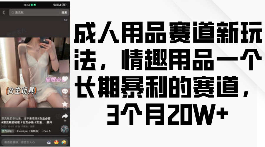情趣用品一个长期暴利的赛道，成人用品赛道新玩法，3个月20W+-小白搞钱