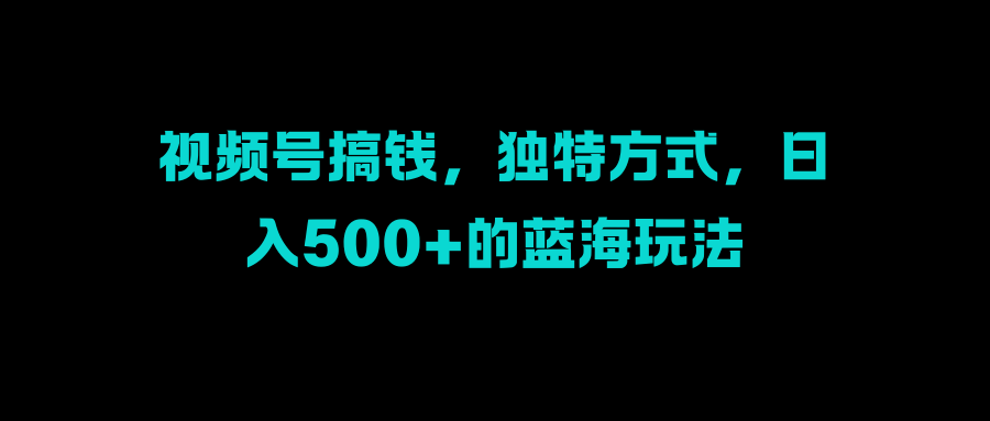 视频号搞钱，独特方式，日入500+的蓝海玩法-小白搞钱