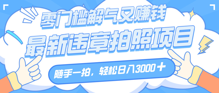 解气又赚钱的项目，随手一拍，轻松收入3000+，最新违章拍照赚钱-小白搞钱