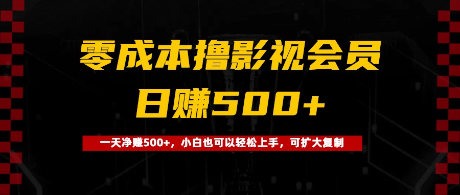 0成本撸影视会员，一天净赚500+，小白也可以轻松上手，可扩大复制-小白搞钱