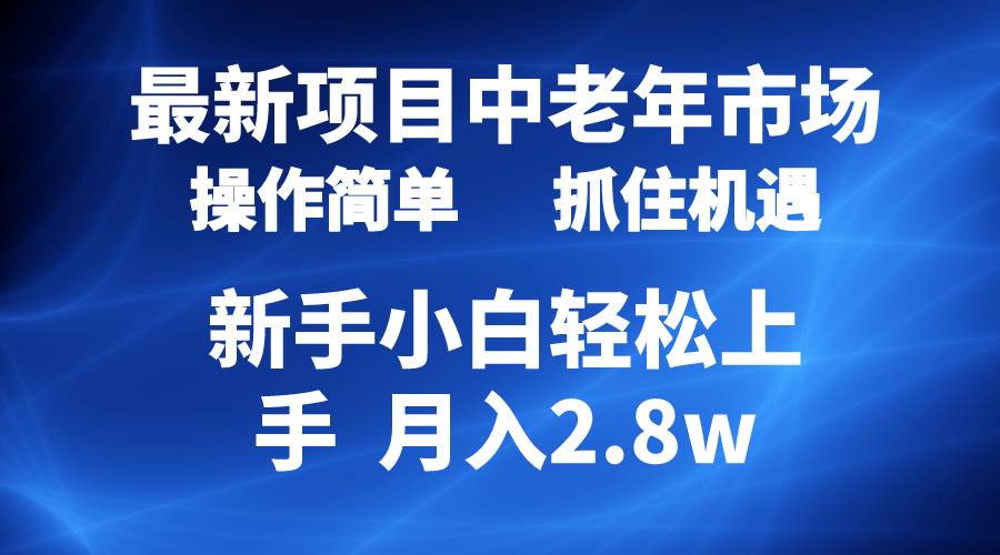 2024最新项目，中老年市场，起号简单，7条作品涨粉4000+，单月变现2.8w-小白搞钱