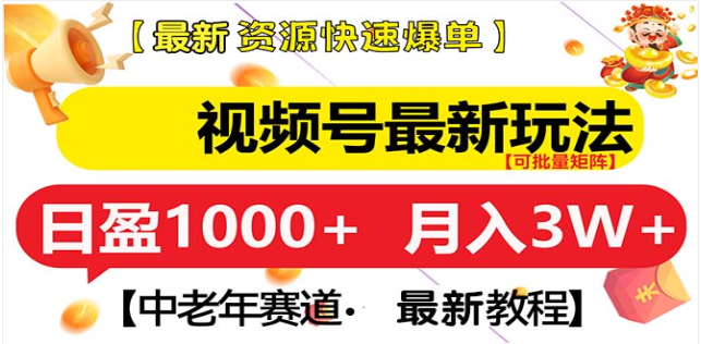 视频号独家玩法，老年养生赛道，无脑搬运爆款视频，日入1000+-小白搞钱