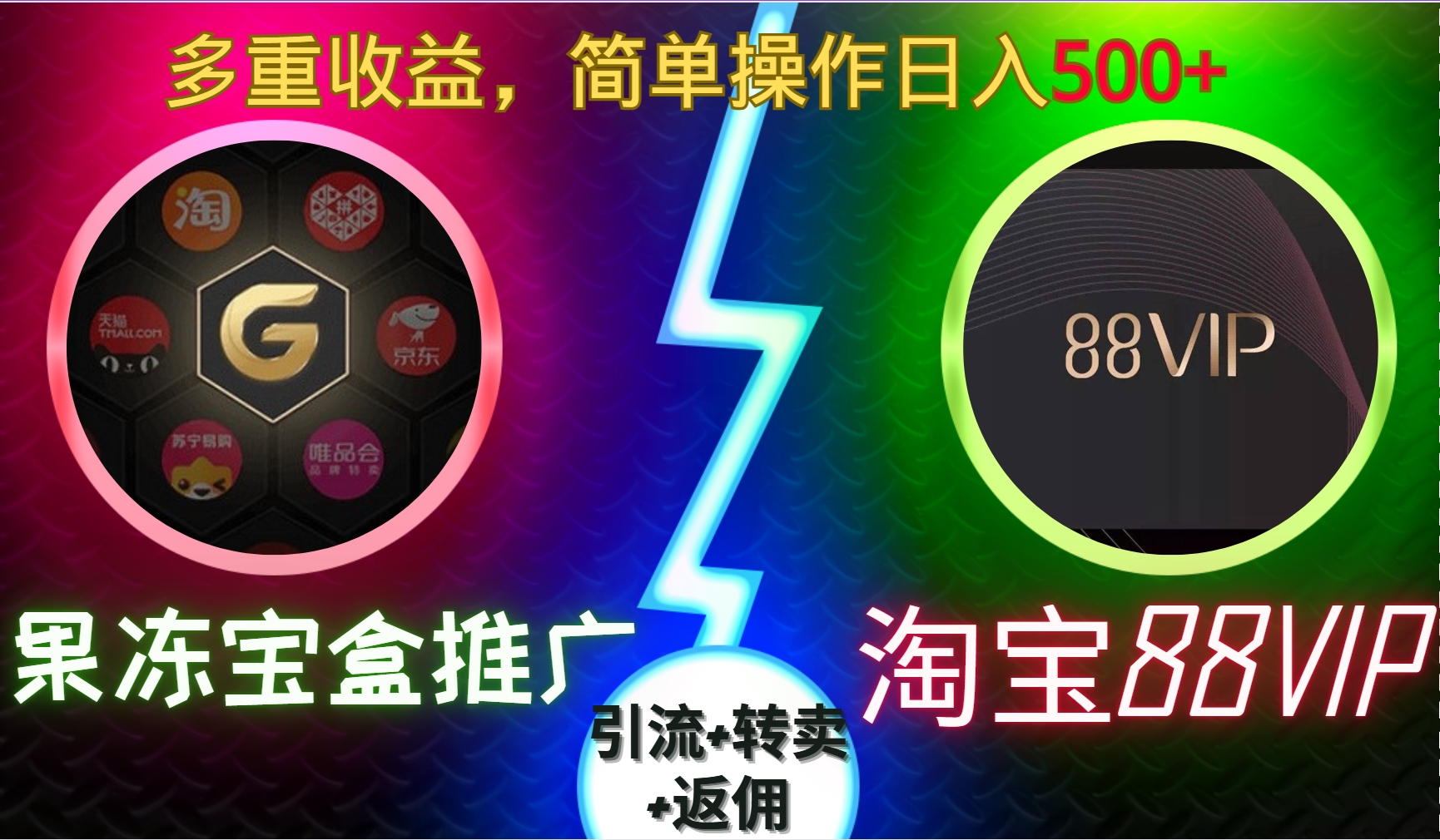 果冻宝盒推广88VIP，引流+转卖+返佣，多重收益，简单操作日入500+-小白搞钱