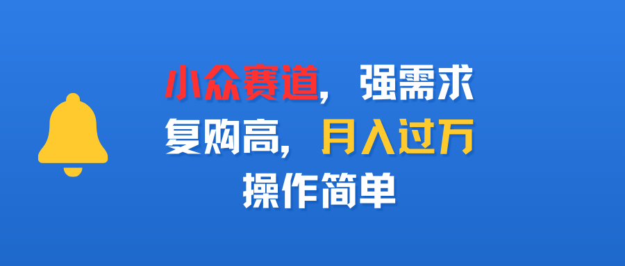 小众赛道，强需求，复购高，月入过万，操作简单-小白搞钱