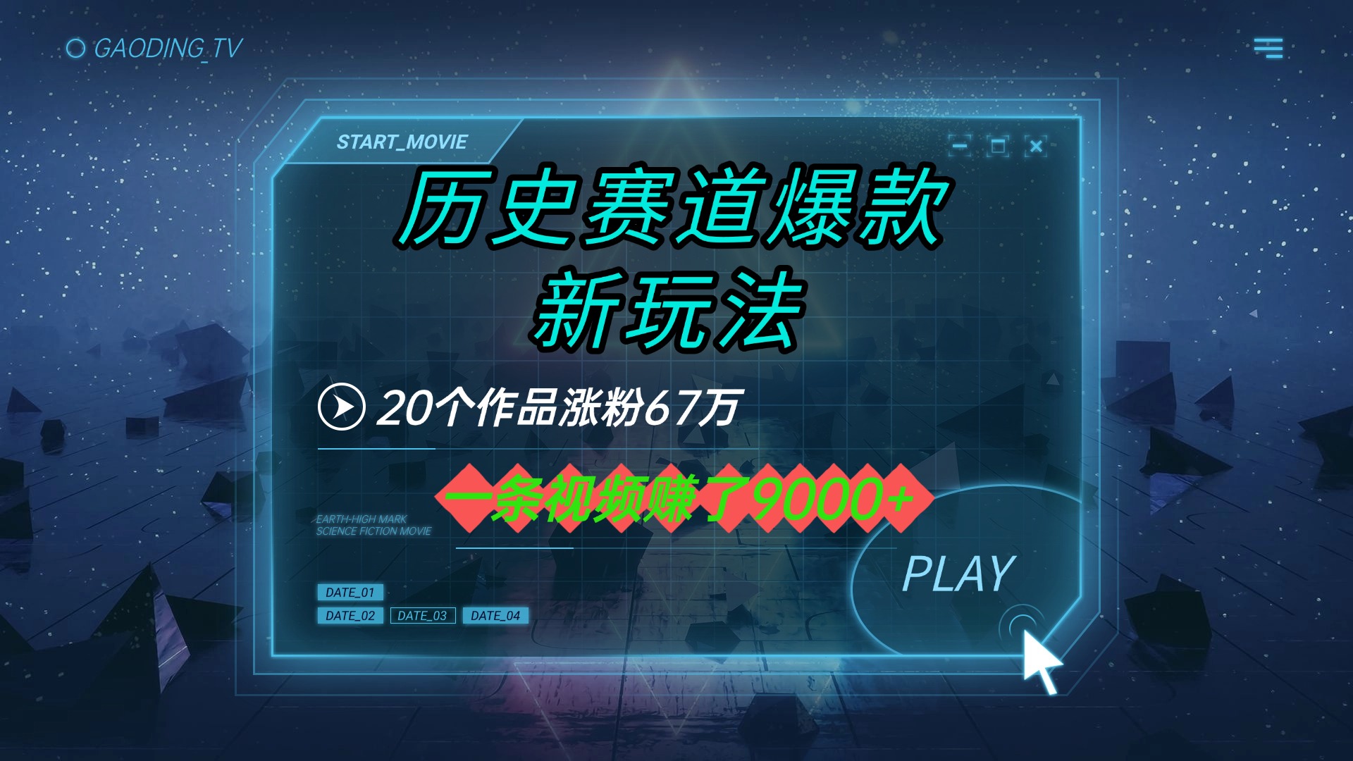 20个作品涨粉67万，一条视频赚了9000+，历史赛道爆款新玩法-小白搞钱
