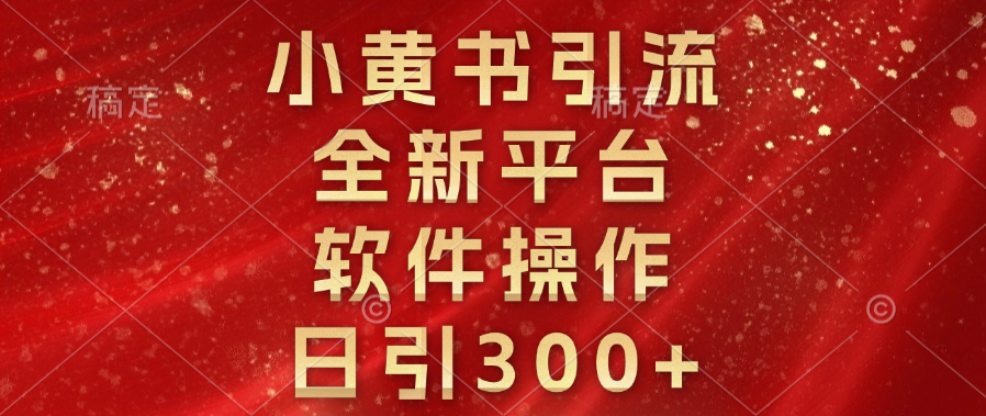 小黄书引流，全新平台，软件操作，日引300+-小白搞钱