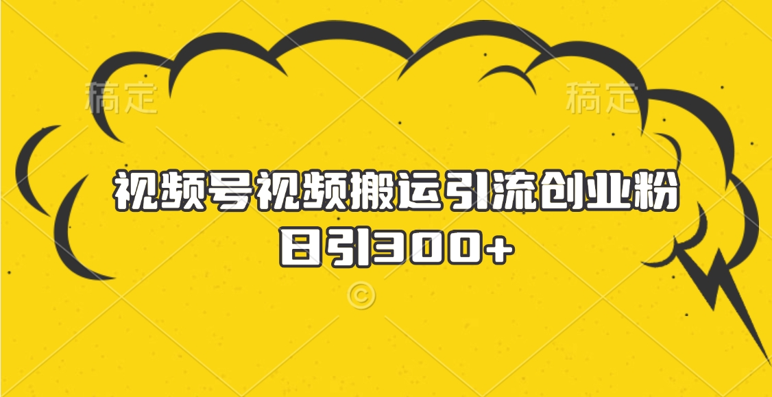 视频号视频搬运引流创业粉，日引300+-小白搞钱