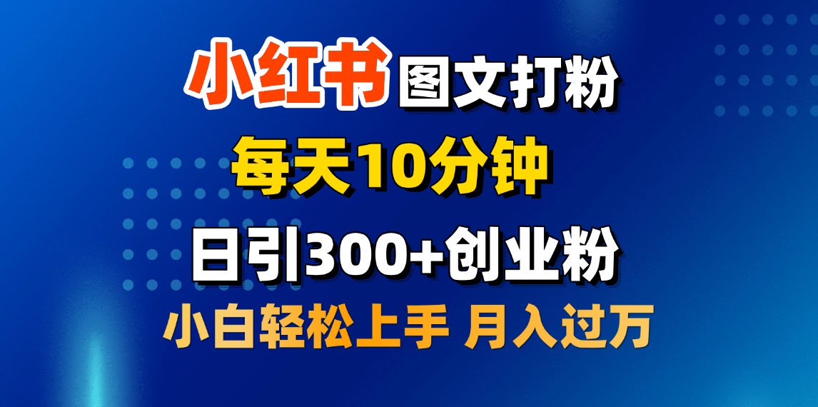 2月小红书图文打粉，每天10分钟，日引300+创业粉，小白轻松月入过万-小白搞钱