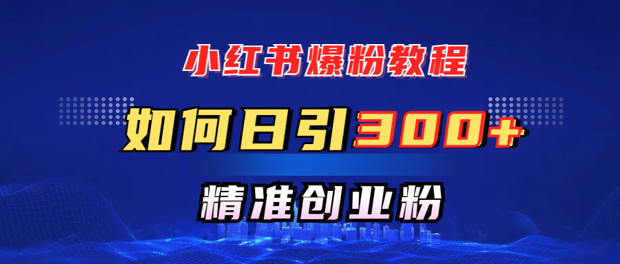 小红书爆粉教程，如何日引300+创业粉，快速实现精准变现！-小白搞钱