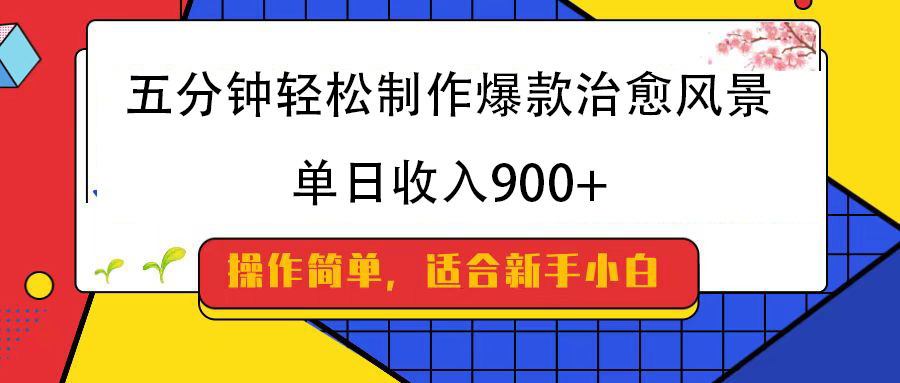 五分钟轻松制作爆款治愈风景，单日收入900+-小白搞钱