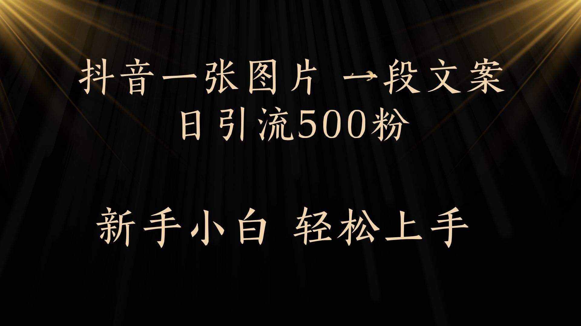 每天2分钟，抖音一张图片 一段文案日引流500粉-小白搞钱