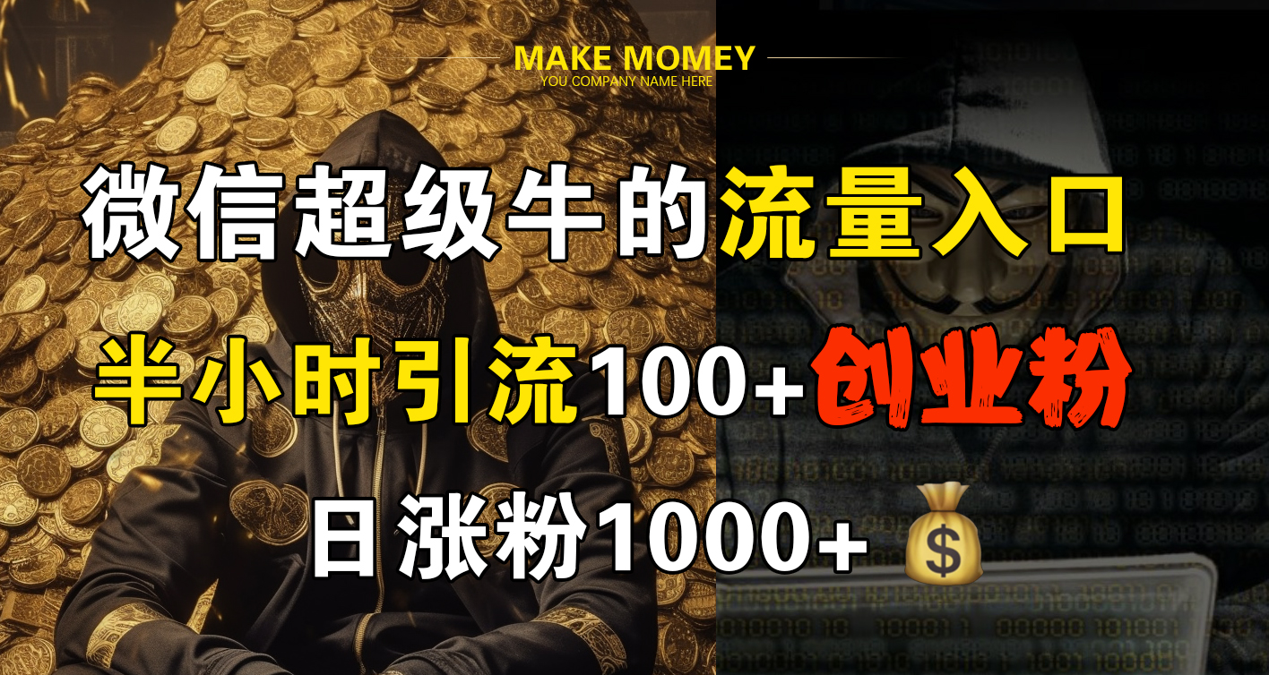 微信超级牛的流量入口，半小时引流100+创业粉，日涨粉1000+-小白搞钱