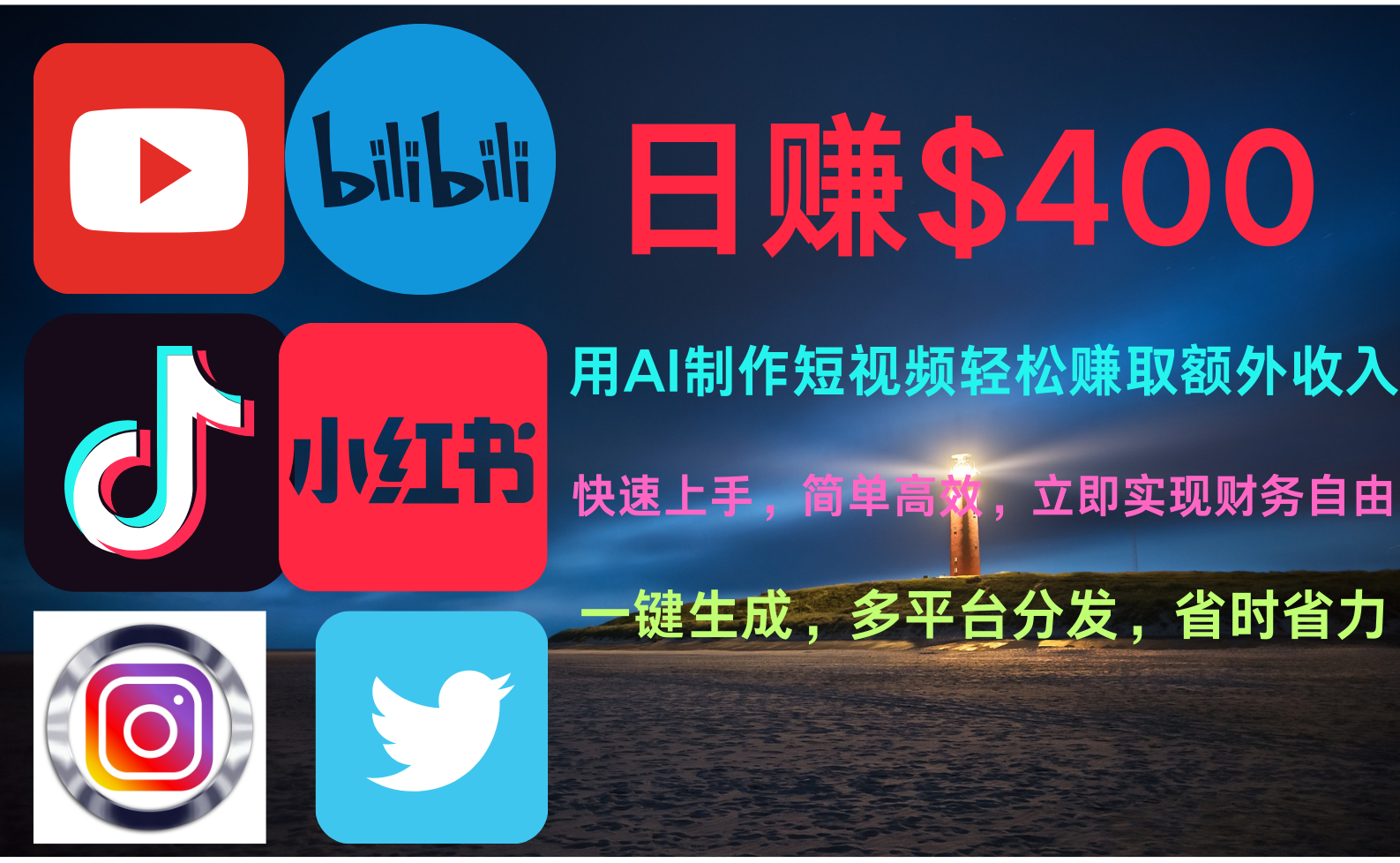 玩转全网视频平台，创造视频就能轻松赚取每天400美金-小白搞钱