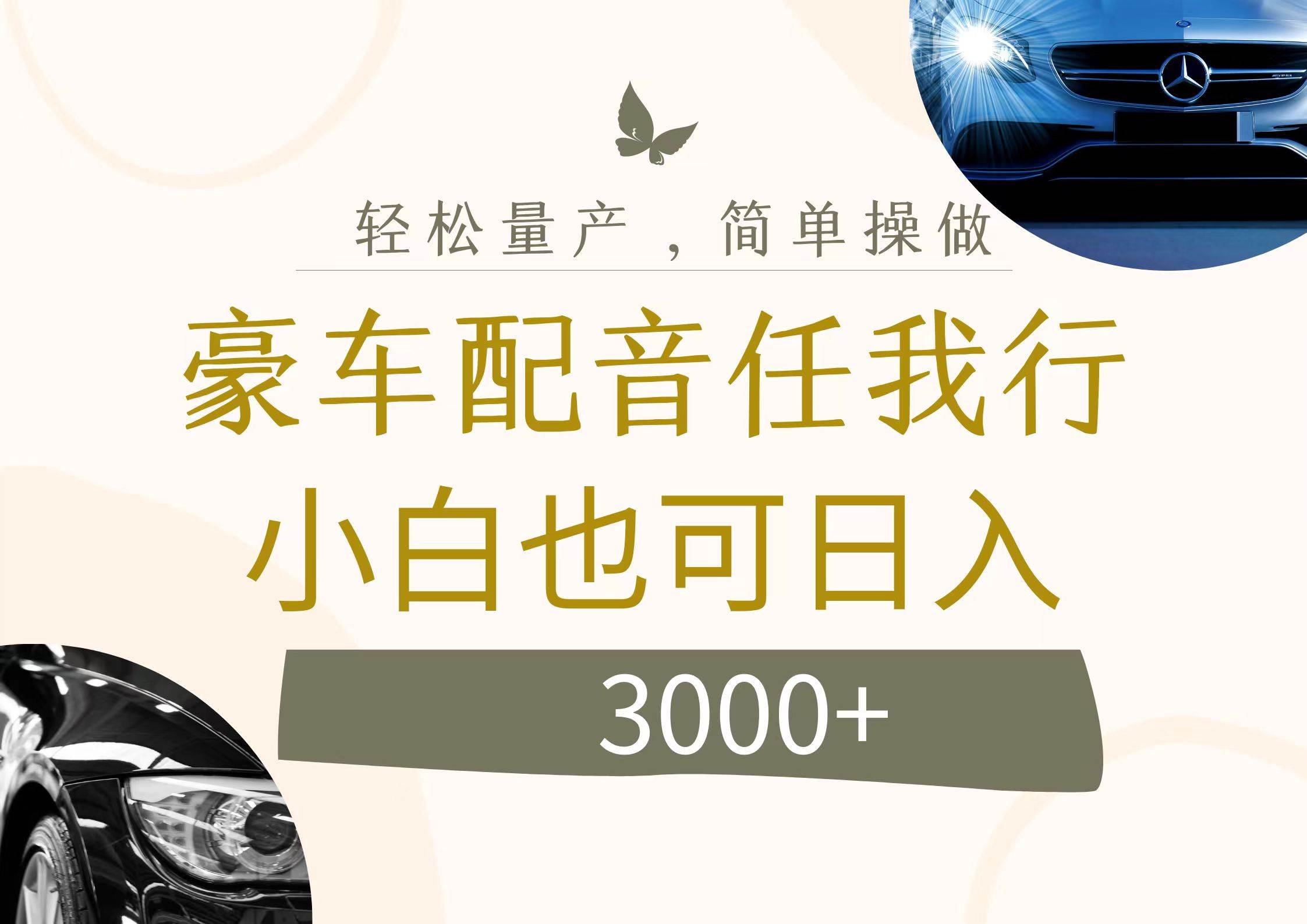 不为人知的暴力小项目，豪车配音，日入3000+-小白搞钱