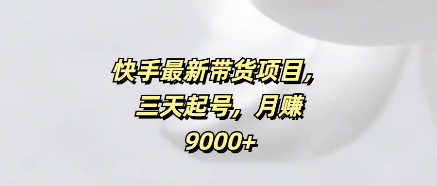 快手最新带货项目，三天起号，月赚9000+-小白搞钱