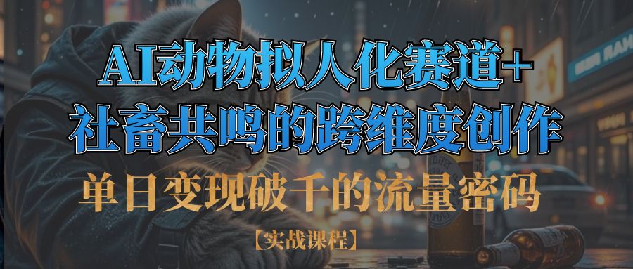单日变现破千的流量密码,AI动物拟人化赛道+社畜共鸣的跨维度创作-小白搞钱
