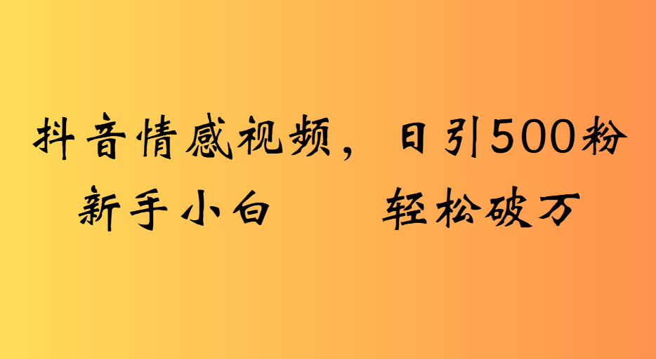 抖音情感视频，日引500粉新手小白轻松破万-小白搞钱