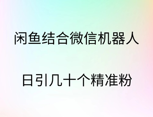 闲鱼结合微信机器人，日引几十个精准粉-小白搞钱