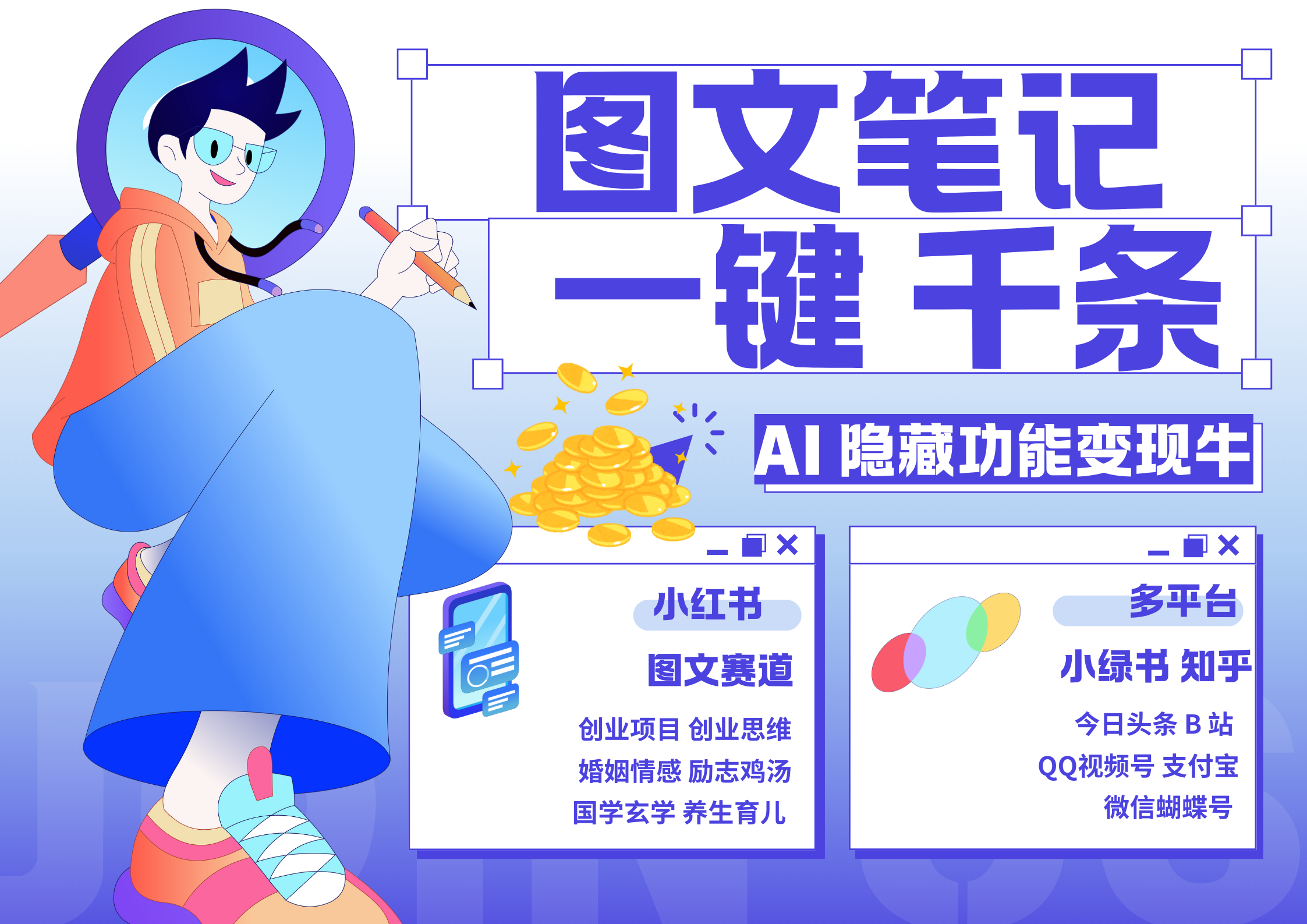 小红书小绿书 秒生图文一键千条 轻松变现3W+-小白搞钱