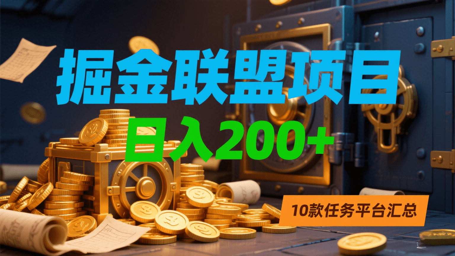 掘金联盟项目，日入200+，10款任务平台汇总-小白搞钱
