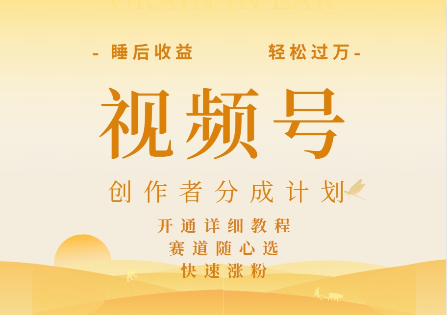 详解视频号创作者分成计划，暴力起号，可同步多平台，实现睡后收入2W+，看懂即可操作！-小白搞钱
