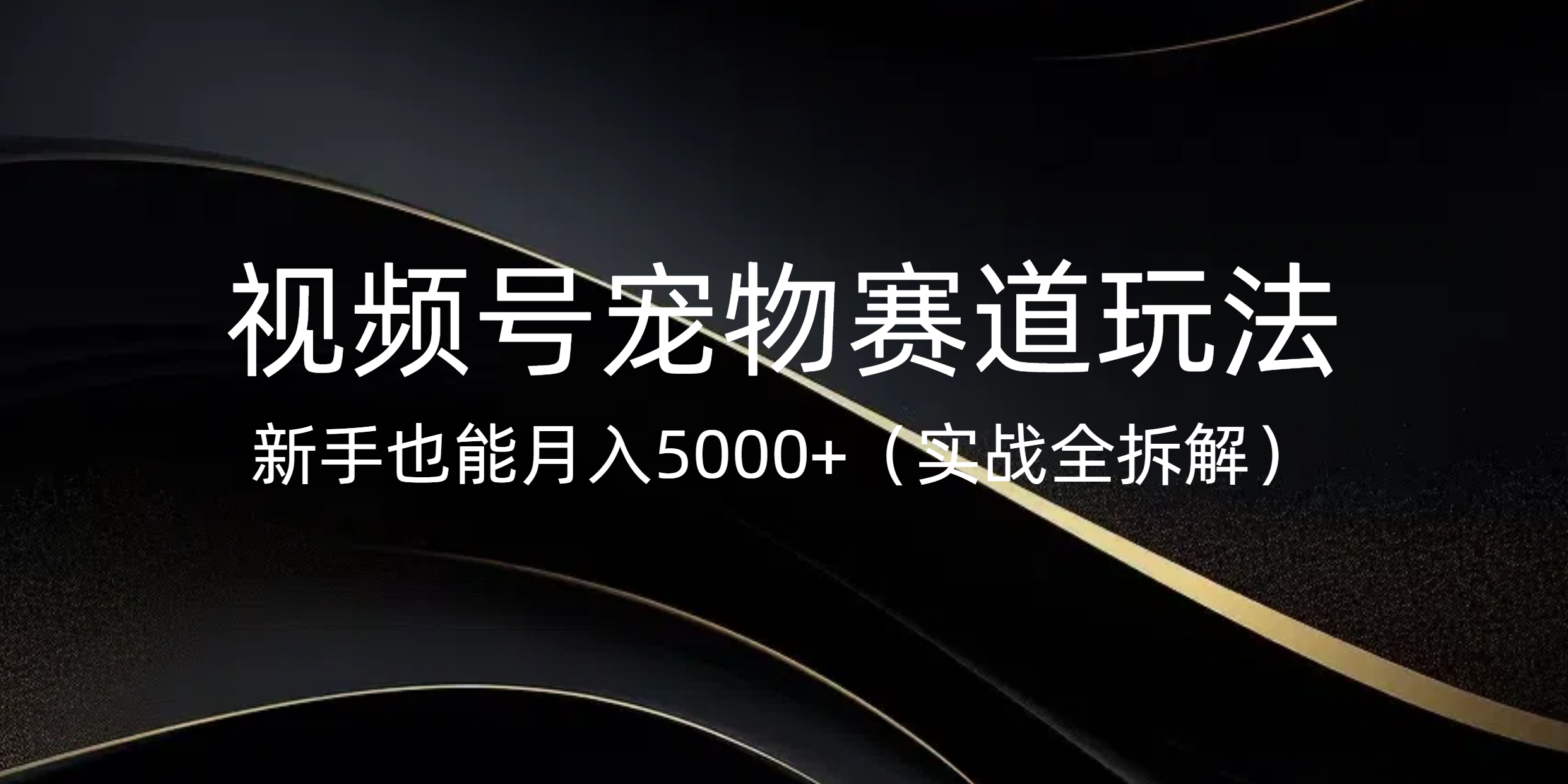 视频号宠物赛道玩法，新手也能月入5000+（实战全拆解）-小白搞钱
