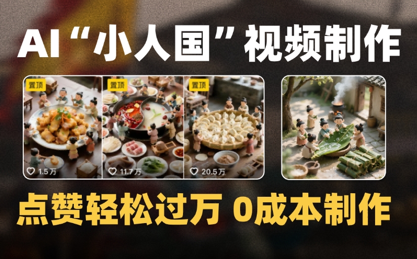 爆款1000W+微缩景观迷你小人国AI视频，0成本制作全流程教学-小白搞钱