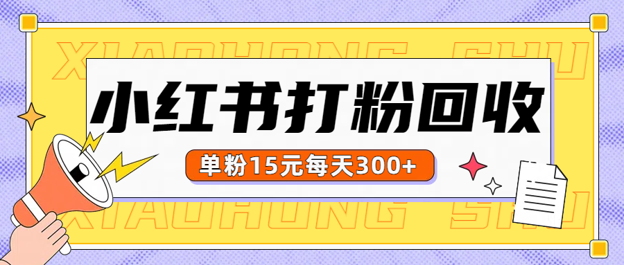 小红书打粉，单粉15元回收每天300+-小白搞钱