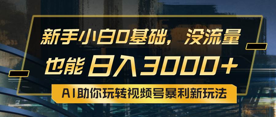 小白0基础，没流量也能日入3000+：AI助你玩转视频号暴利新玩法-小白搞钱