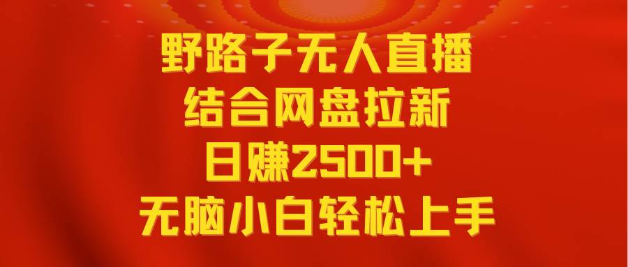 无人直播野路子结合网盘拉新，日赚2500+多平台变现，小白无脑轻松上手操作-小白搞钱