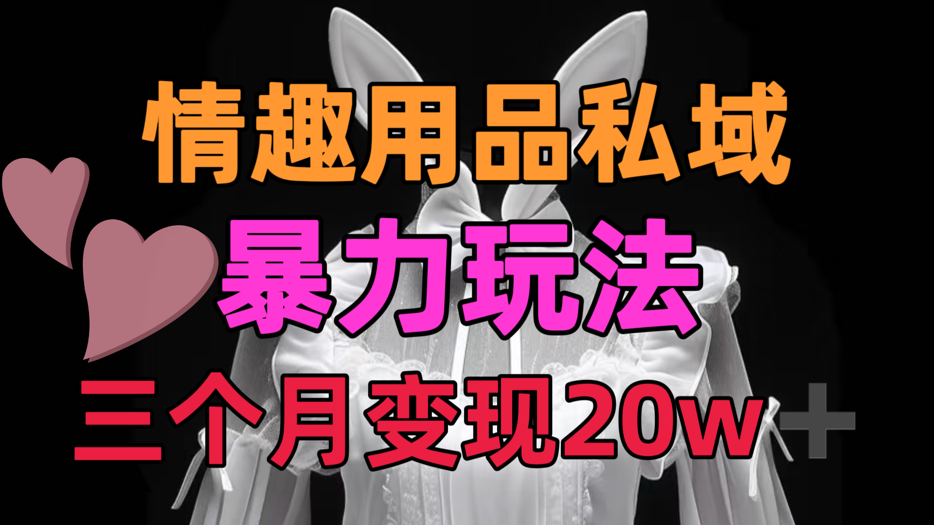 情趣用品私域，25年最新暴力玩法，三个月变现20w➕-小白搞钱