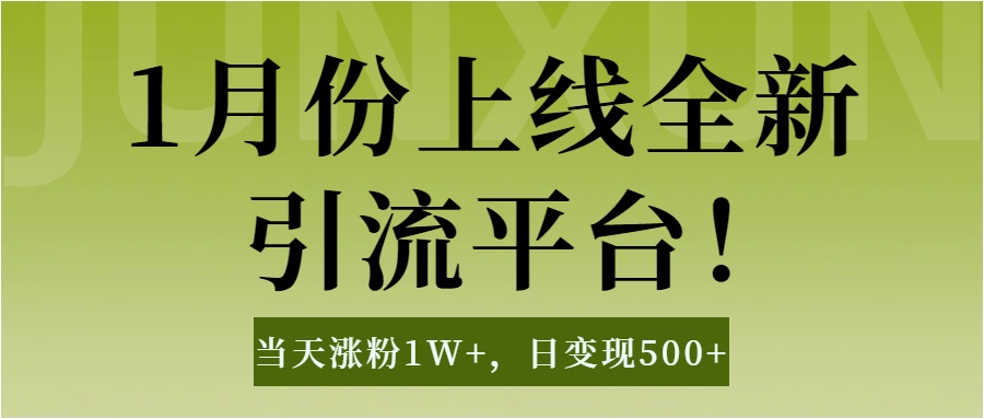 1月上线全新引流平台，当天涨粉1W+，日变现500+工具无脑涨粉，解放双手操作简单-小白搞钱